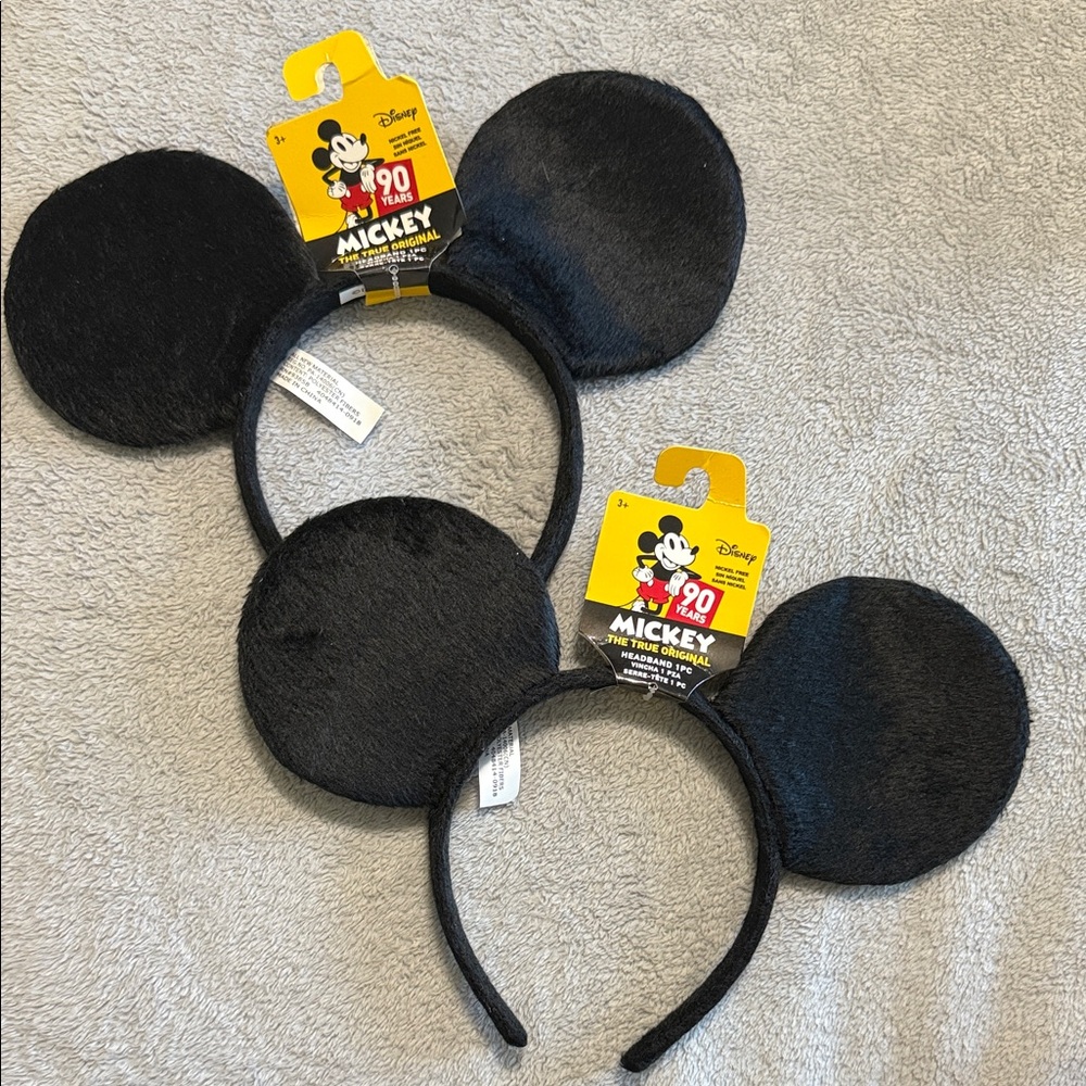 Disney Mickey Mouse Black Plush Ears Headband